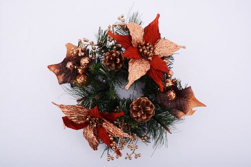 Věnec VÁNOČNÍ ZDOBENÝ červený