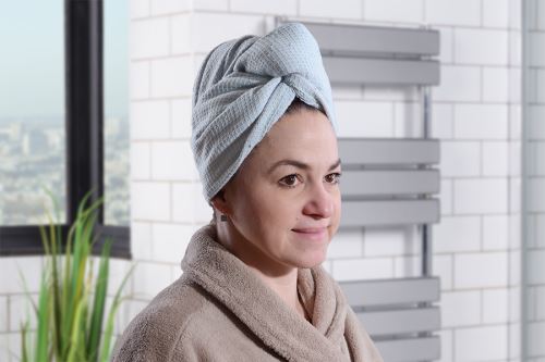 Rychleschnoucí turban na vlasy NERA světle šedý