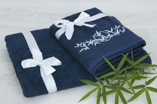 Set ručníku a osušky LUNO tmavě modrý