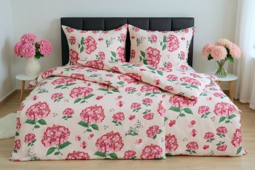Jarní Bavlněné povlečení BASIC ORTENSA malinové