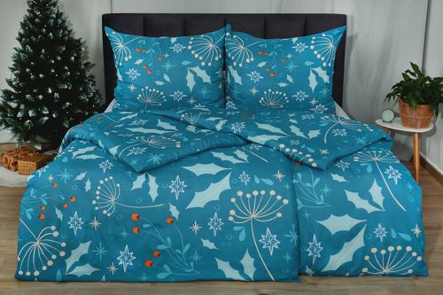 Vánoční Krepové povlečení mikro BASIC TOUTA tyrkysové