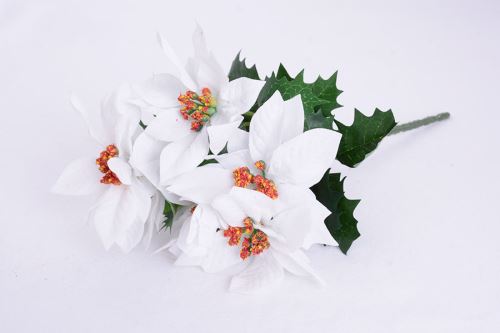 Umělé kvítí VÁNOČNÍ HVĚZDA KYTICE bilá