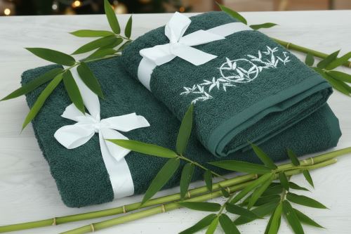 Set ručníku a osušky LUNO zelený