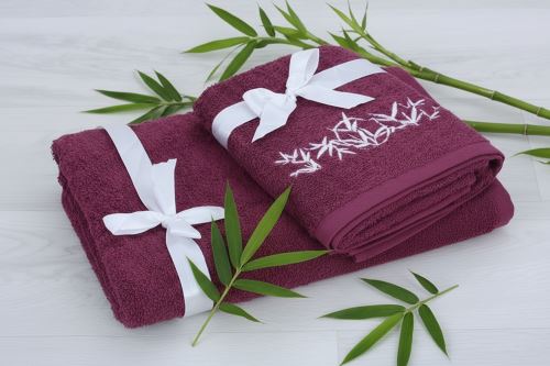 Set ručníku a osušky LUNO vínový