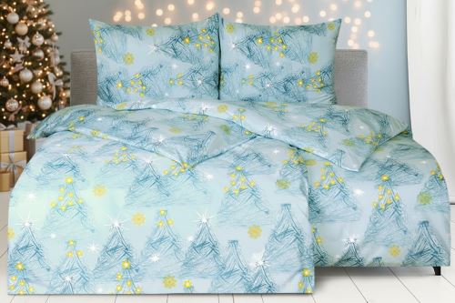 Vánoční Povlečení z mikrovlákna s bavlněným efektem BELORA modré