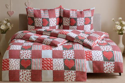 Povlečení z mikrovlákna s bavlněným efektem VILERA červené