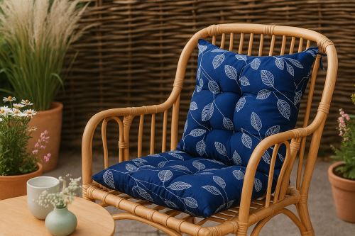 Sedák na židli LISTY modrý