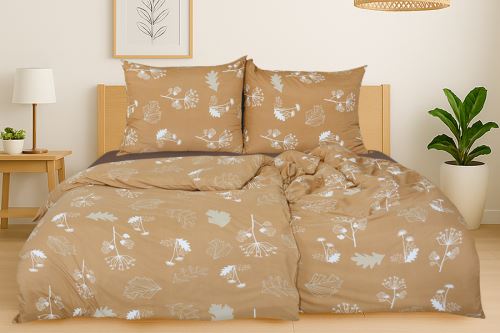 Povlečení z mikrovlákna s bavlněným efektem 4dílné LIVA hnědé