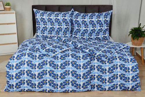 Krepové povlečení PLUS prodloužené ANEMA modré