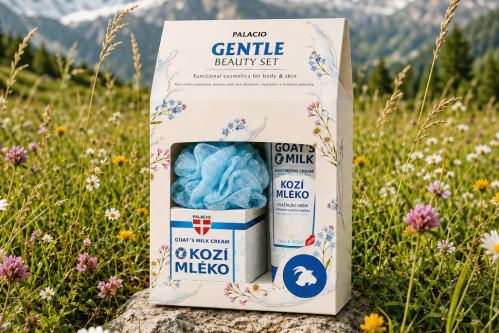 Dárková sada PEČUJÍCÍ - péče o pleť a pokožku s kozím mlékem + žínka zdarma