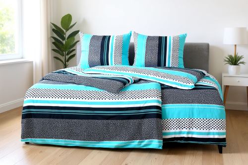 Krepové povlečení z mikrovlákna FORTELA tyrkysové