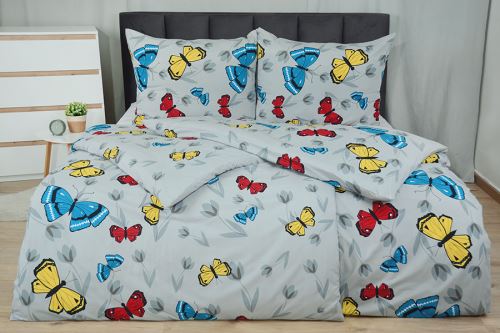 Jarní Povlečení z mikrovlákna s bavlněným efektem TERELA šedé