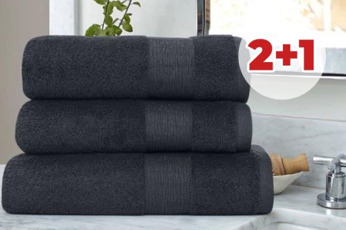 Set ručníku a osušky SUKA černý + ručník ZDARMA